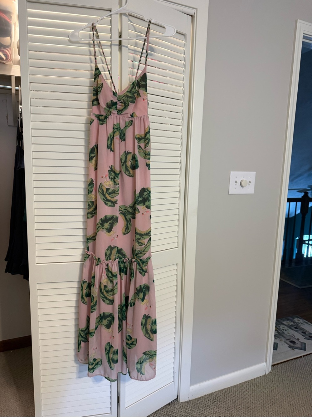 The Webster at Target Pink Maxi Dress with Green Leaf Print